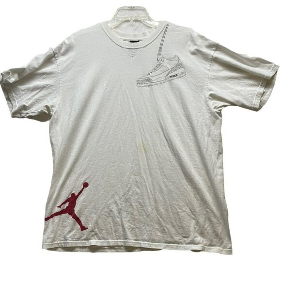 Air Jordan Other - Michael Jordan Air Jordan  w/ Tennis shoe Logo White Tshirt Mens XL HTF